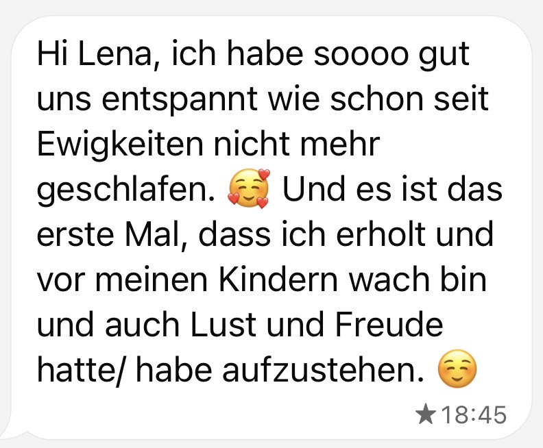 Nachricht: Ich habe soo gut geschlafen wie seit Ewigkeiten nicht mehr